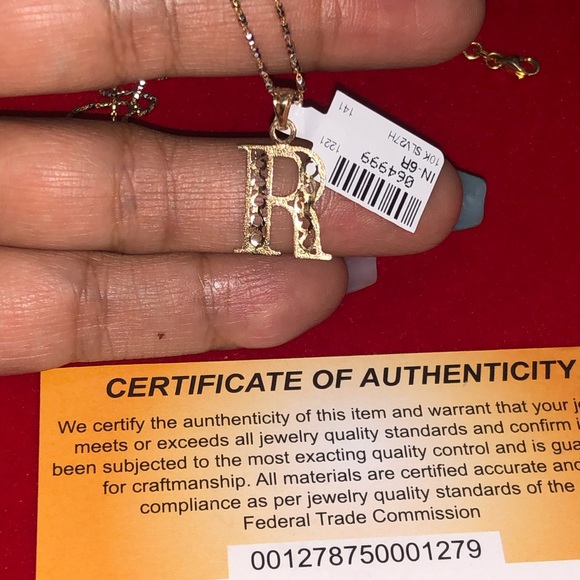 10k solid real gold R initial monogram pendant, 100% real gold NOT PLATED. Gift - Picture 6 of 9